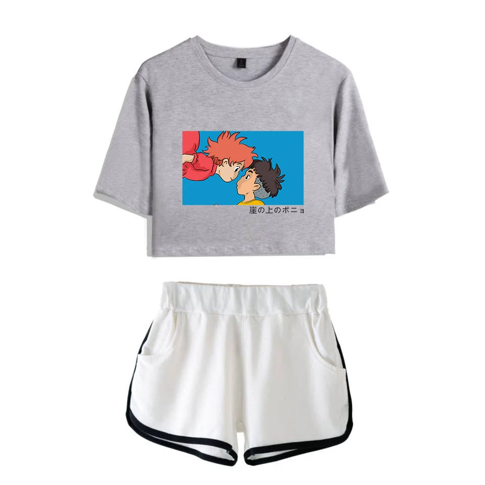 Ponyo на скале футболка укороченный топ и штаны комплект из двух предметов Для