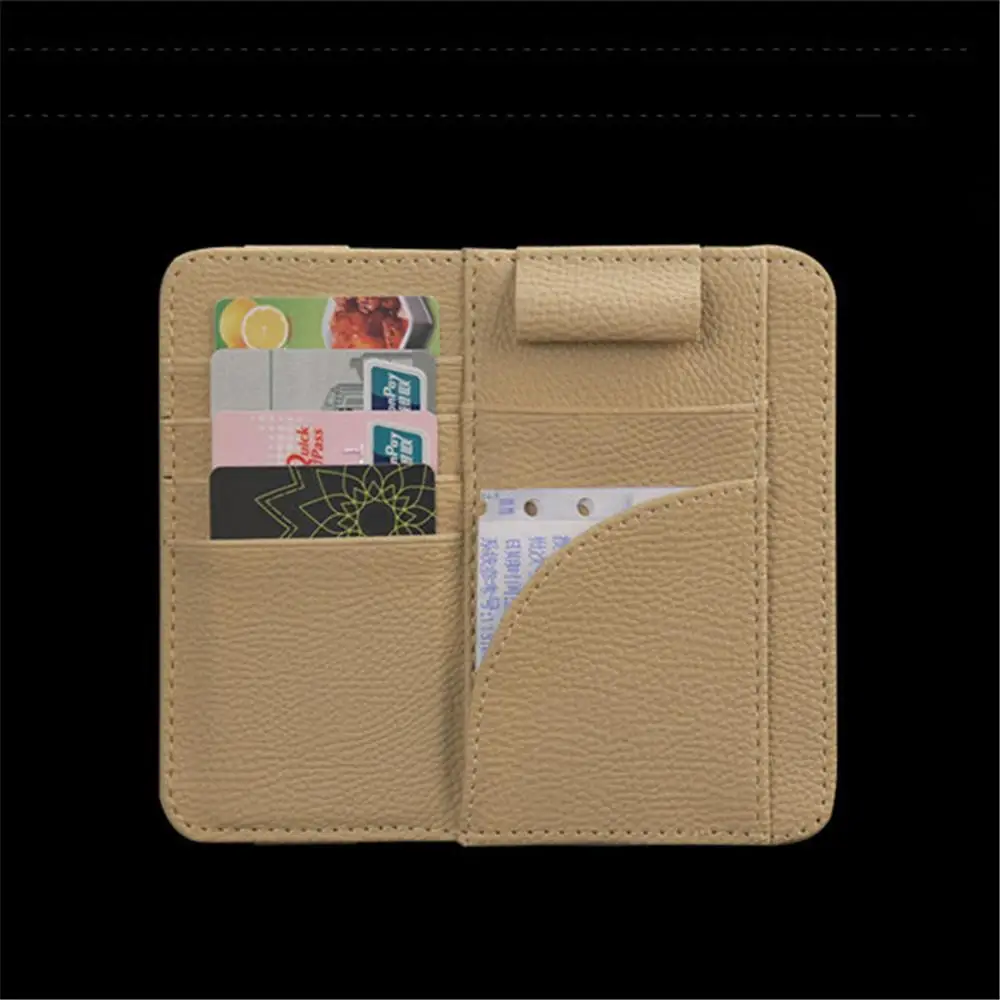 Beige Автомобильный солнцезащитный козырек, органайзер, сумка для хранения карт, держатель для ручки, многофункциональная сумка для хранения, автомобильный Органайзер, аксессуары для стайлинга автомобилей - Название цвета: Beige