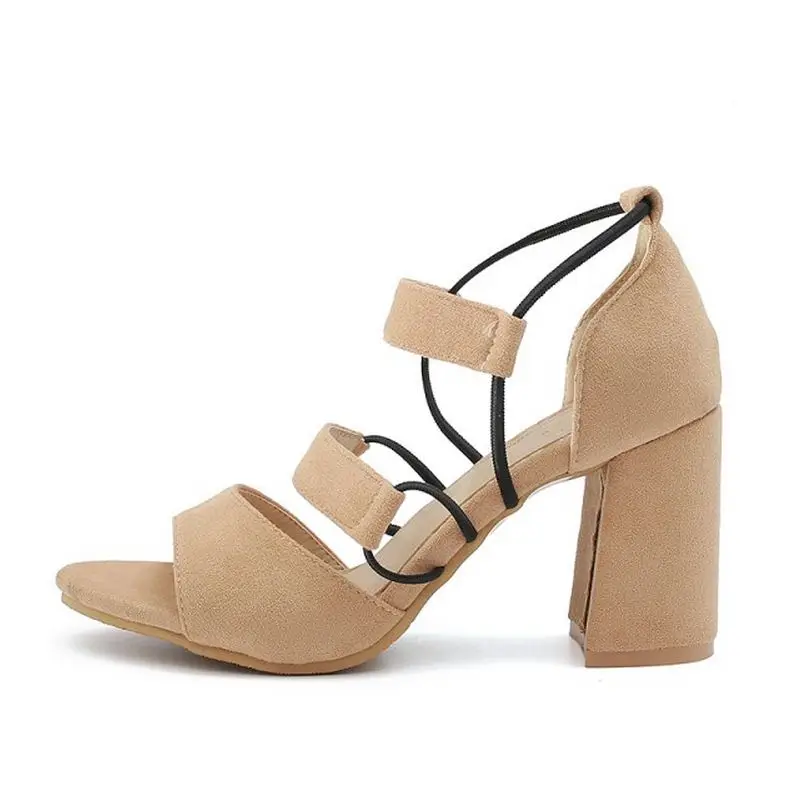 LUISVUIS Size 32-46 Sexy Women Gladiator High Heel Sandals Peep Toe Hallow Out Thick Summer Vacation Shoes | Обувь