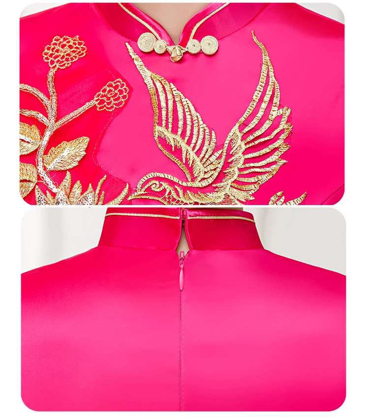 Женское весеннее длинное красное платье Ципао в китайском стиле с воротником