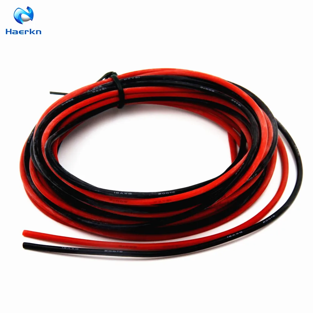 18 awg0 82 мм2 электрический провод кабель 3 метра [1 5 м черный и 1 красный] мягкая