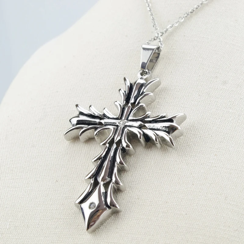 Кулоны из нержавеющей стали 316L крест черная литой шип мужское и женское ожерелье