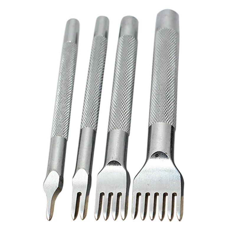Economical 4pcs New 4mm Leather Craft Tools Hole Punches Lacing Stitching Punch 1+2+4+6 Prong DIY ds99 | Инструменты