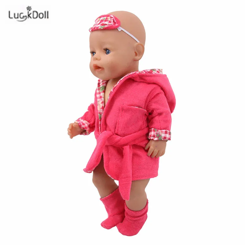 LUCKDOLL модная новая пижама из хлопка+ маска для глаз+ обувь, комплект из трех предметов костюм для 43 см для ухода за ребенком для мам кукла или 18-дюймовые куклы аксессуары лучший подарок