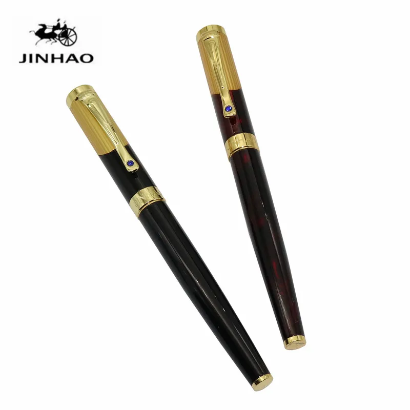 Jinhao9009 авторучка 0 5 мм иридиевая ручка Роскошная Алмазная темно-красная и золотая