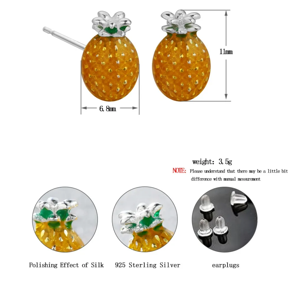 Женские серьги сережки в виде ананасов Chereda модные милые гвоздики форме фруктов