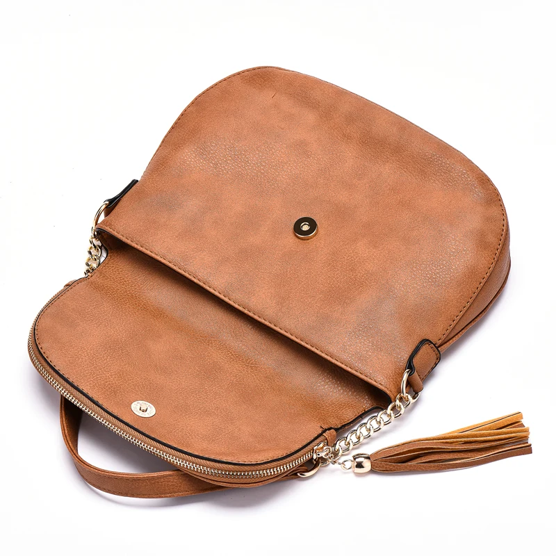 Jiessie&ampAngela New Famous Brand Women Bag Leather Fashion Lady's Tote Tassel Handbag For Girls Vintage Shoulder Purse | Багаж и