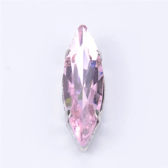 light rose 50 шт./лот, 10x35 мм, стразы в форме маркизы, стеклянные кристаллы с металлическими когтями, для шитья платья, высокое качество - Цвет: light rose
