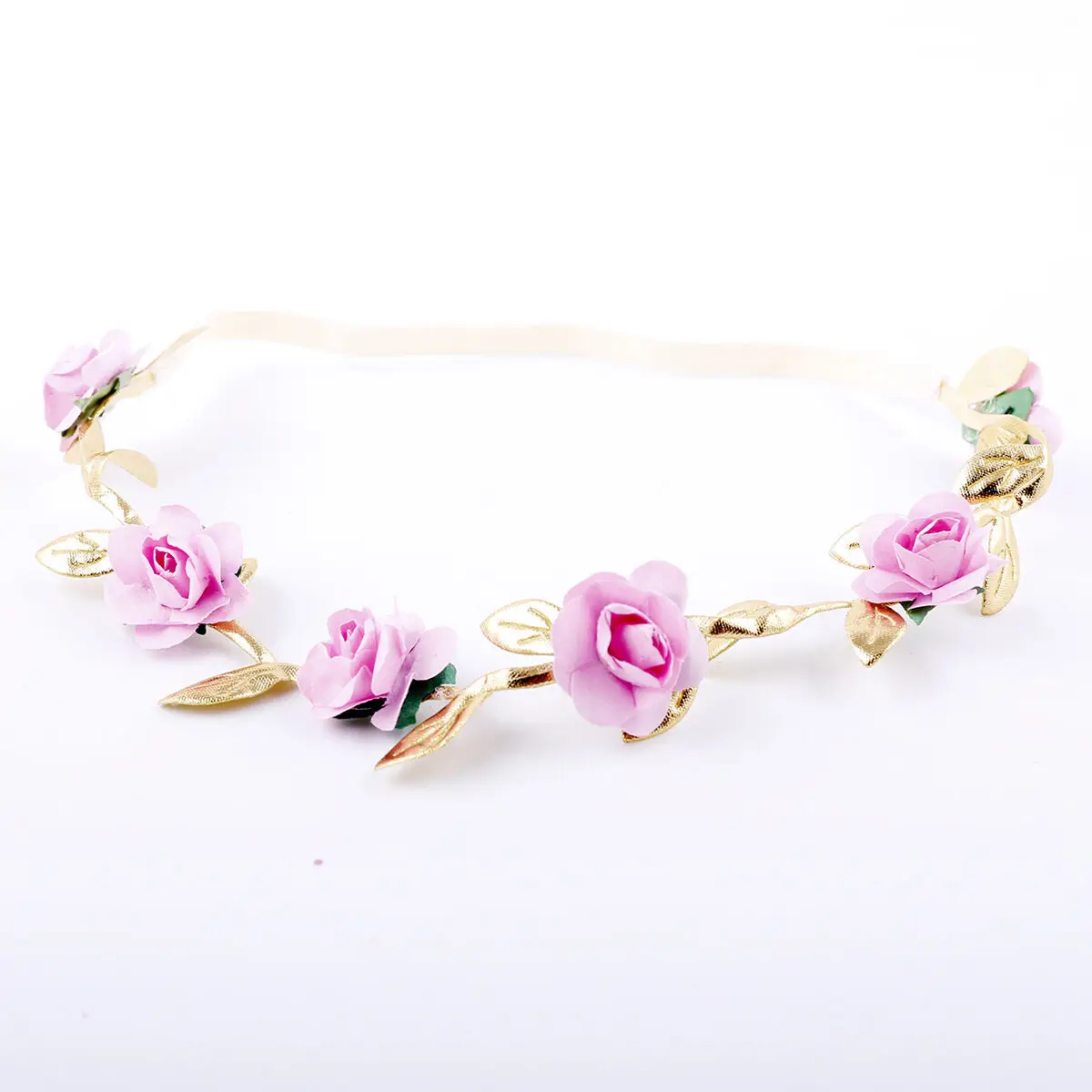 baby girl headband Infant hair accessories Headwear Gift Toddlers Garlands Gold Leaves Hair Band Rose Flower Wreath headwrap | Детская - Фото №1