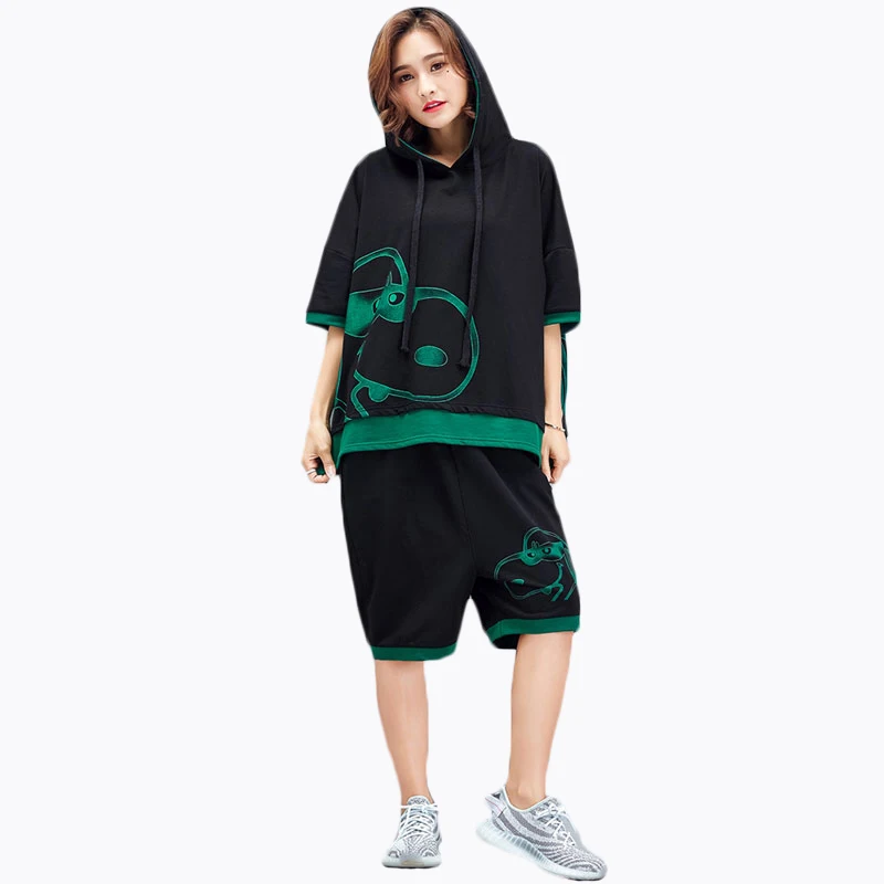 Женский спортивный костюм из 2 предметов повседневный свободный с