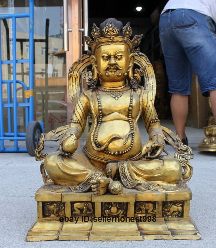 26 Тибетский буддизм медная бронза позолоченная желтая близкая божество|Статуи и