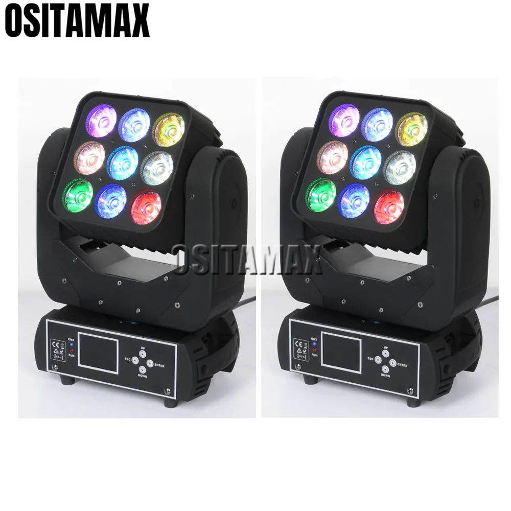 Диско светильник DMX 2 шт./лот матричный 9x12 Вт движущийся головной RGBW 4 в 1