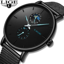 2019 Новинка LIGE модные спортивные мужские s часы брендовые
