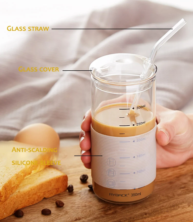 Стеклянная чашка со шкалой для питья микроволновая печь можно нагревать с