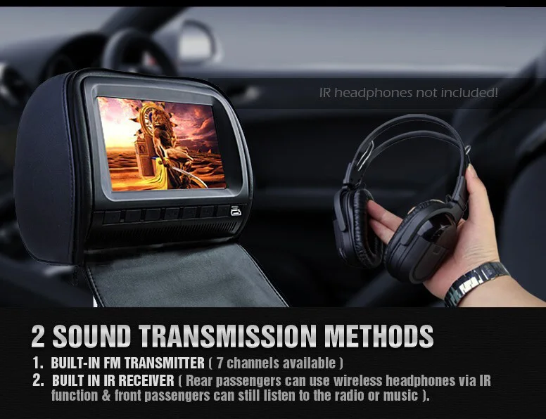 Одна пара 9-дюймовых DVD-плееров на подголовник автомобиля/ЖК-мониторов с крышкой