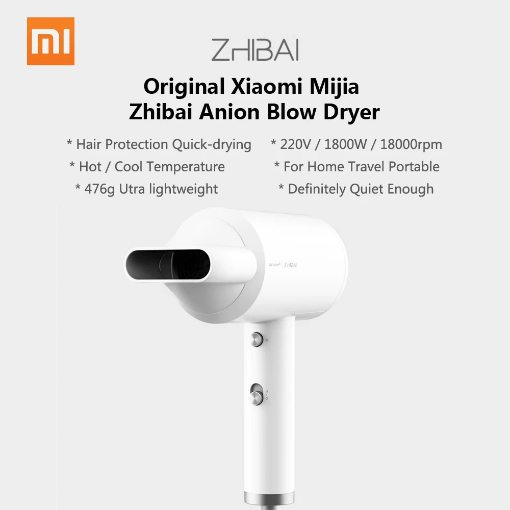 Оригинальные Xiao mi jia zhiabi Anion HL3 быстросохнущие инструменты для волос 220 В 1800 Вт 2 скорости температуры mi фен для дома и путешествий