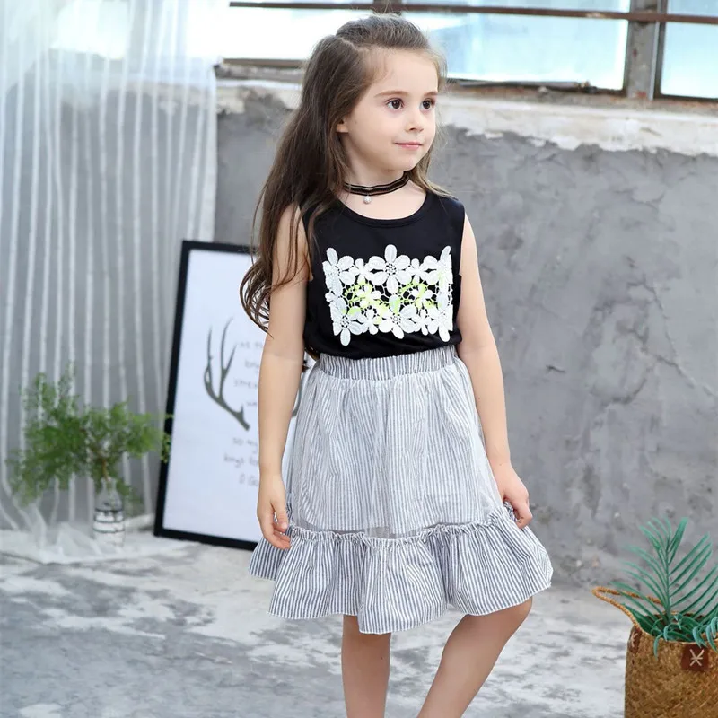 Летние комплекты для маленьких девочек 2019 одежды Модный стильный топ без рукавов