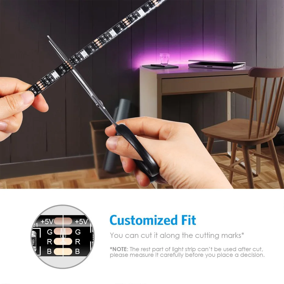 Светодиодная лента 5 м RGB Водонепроницаемая SMD 5050 USB LED 30 светодиодов/м
