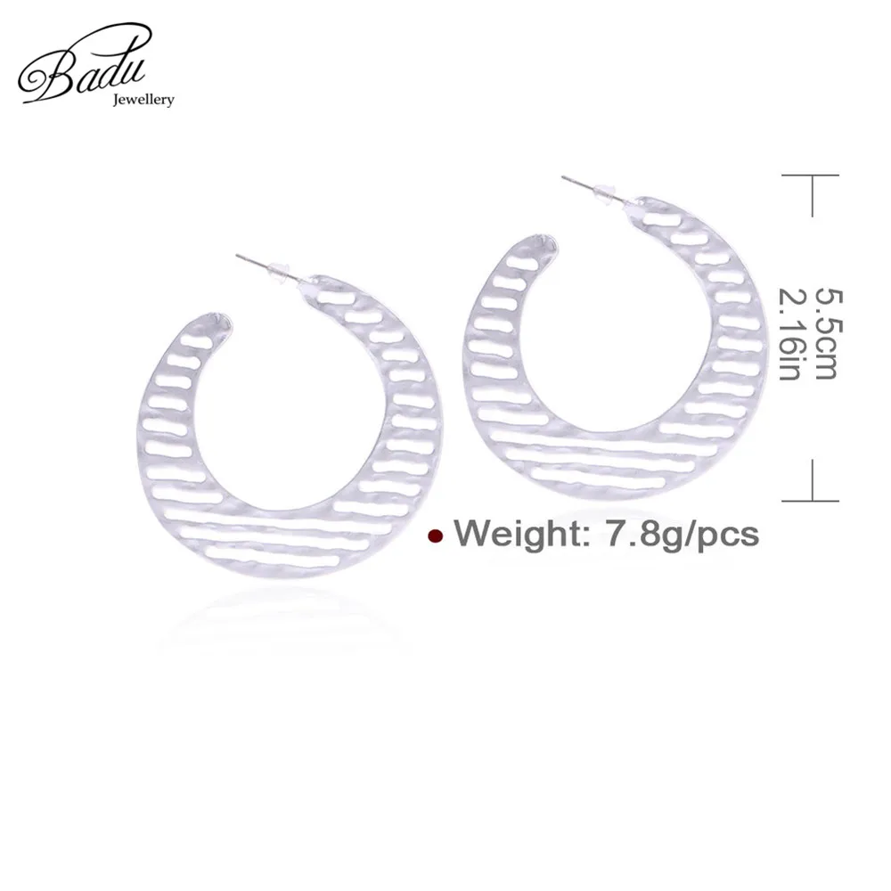 

Badu Hollowing Striped Stud Earring Big Geometric Punk Statement Earrings Fashion Jewelry 2018 Halloween Party Dropshipping