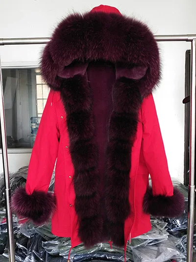 color 19 fox fur Бренд, новинка, длинная камуфляжная зимняя куртка, женская верхняя одежда, толстые парки, натуральный Лисий мех, пальто с воротником, с капюшоном, pelliccia - Цвет: color 19 fox fur