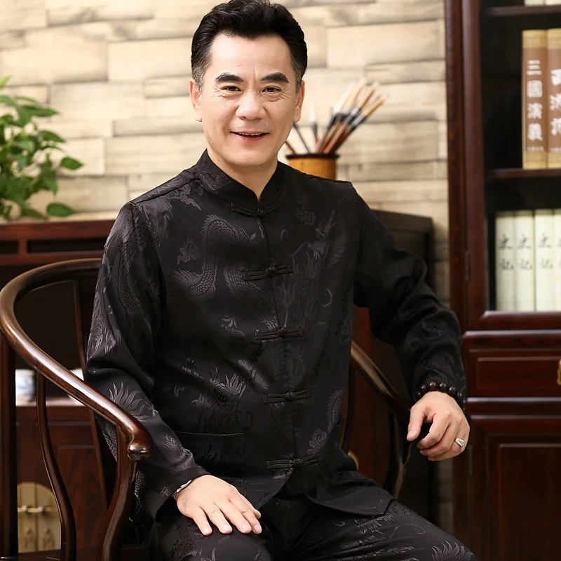 Традиционная китайская одежда для мужчин мужской костюм Шанхая Тан куртка с