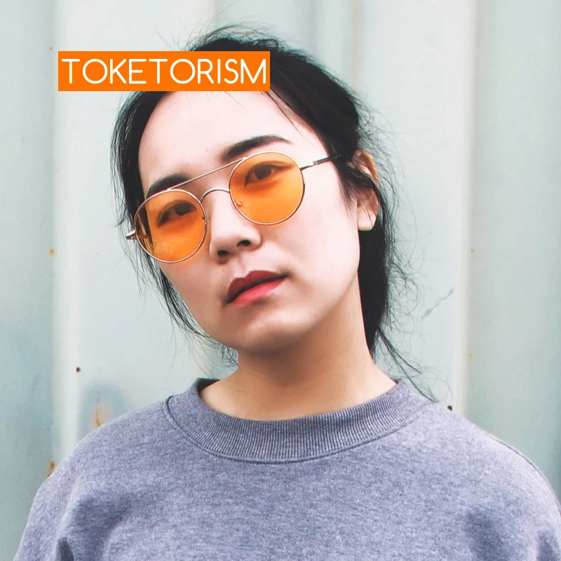 Toketorism Модные женские 2019 круглые модные очки с двойной перемычкой мужские