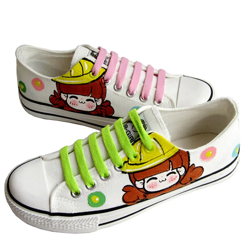 Женские парусиновые туфли с мультяшным принтом высокие модные для мальчиков