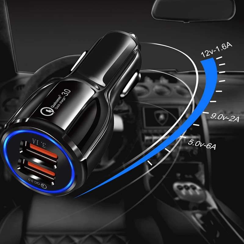 VicTsing автомобильное зарядное устройство Quick Charge 3,0 30 Вт два usb порта 3.1A автомобильный адаптер быстрое зарядное устройство для iPhone XIAOMI прикуриватель