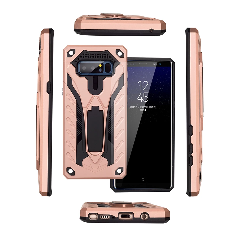 Рыцарском подставка Жесткий ПК Мягкий ТПУ усиленный чехол для samsung S10 Note10 E S9 S8 S7plus