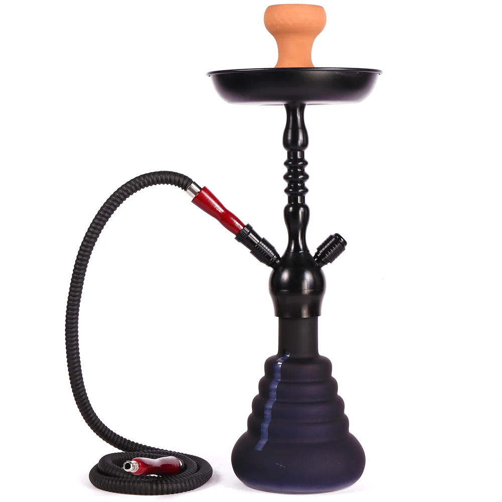 Narghile tobacco smoke pipe frosted glass modern aluminum shisha pots clay bowl colorful aluminum tray hookah