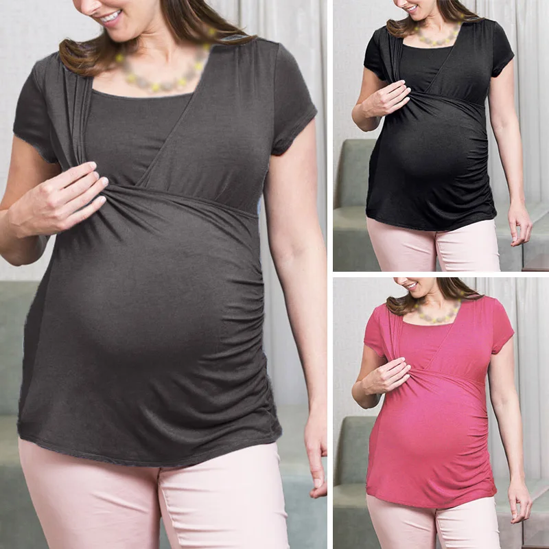 Сексуальная Женская блузка для беременных топы грудного вскармливания Пижама