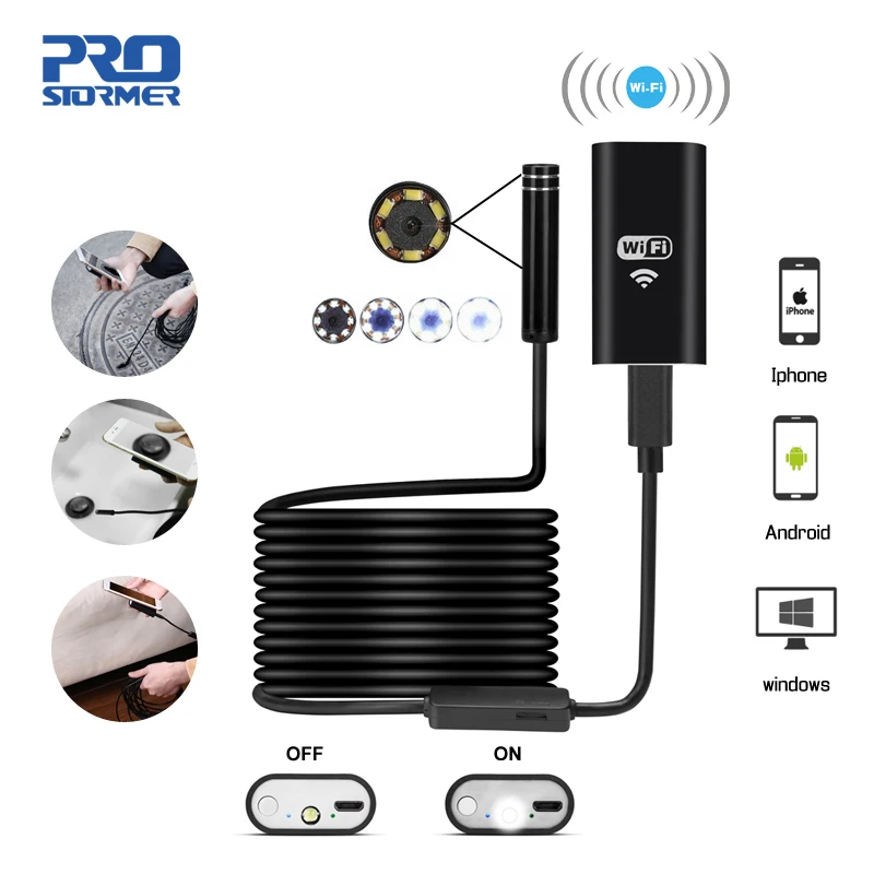 PROSTORMER эндоскоп с Wi-Fi и Камера 720P жесткое/Softwire бороскоп для iphone Android 1/2/3,5/5/7/10 M Водонепроницаемый inspecte Камера 5