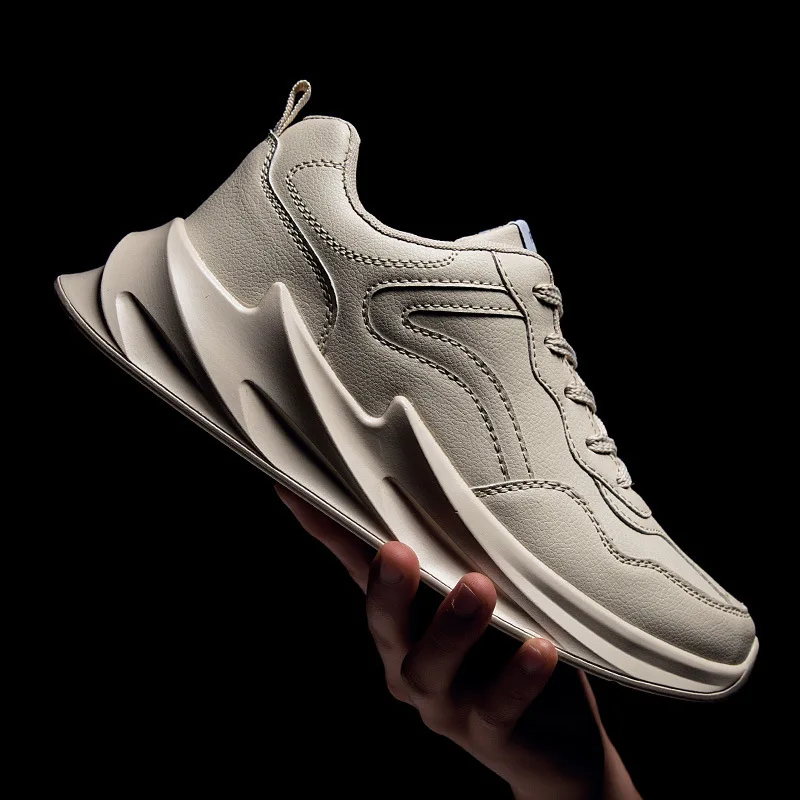 Men Shoes Chunky Sneakers Breathable Tenis Masculino Off Leather Light White Footwear Lace Up Boys Shark Zapatos Hombre | Обувь