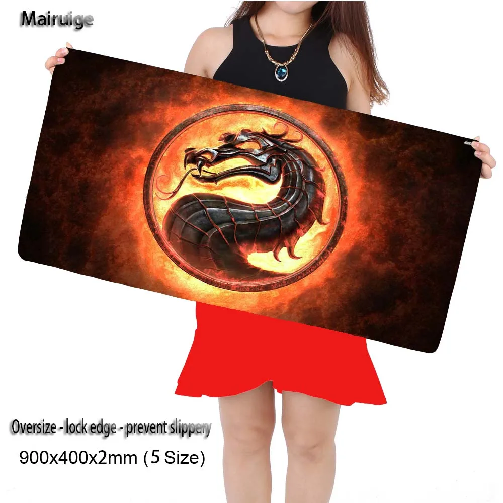 Mairuige красный дракон 600x300/700x300/800x300/900x400 мм замок края Мышь большой коврик компьютер коврик для клавиатуры Настольный игровой Мышь Pad