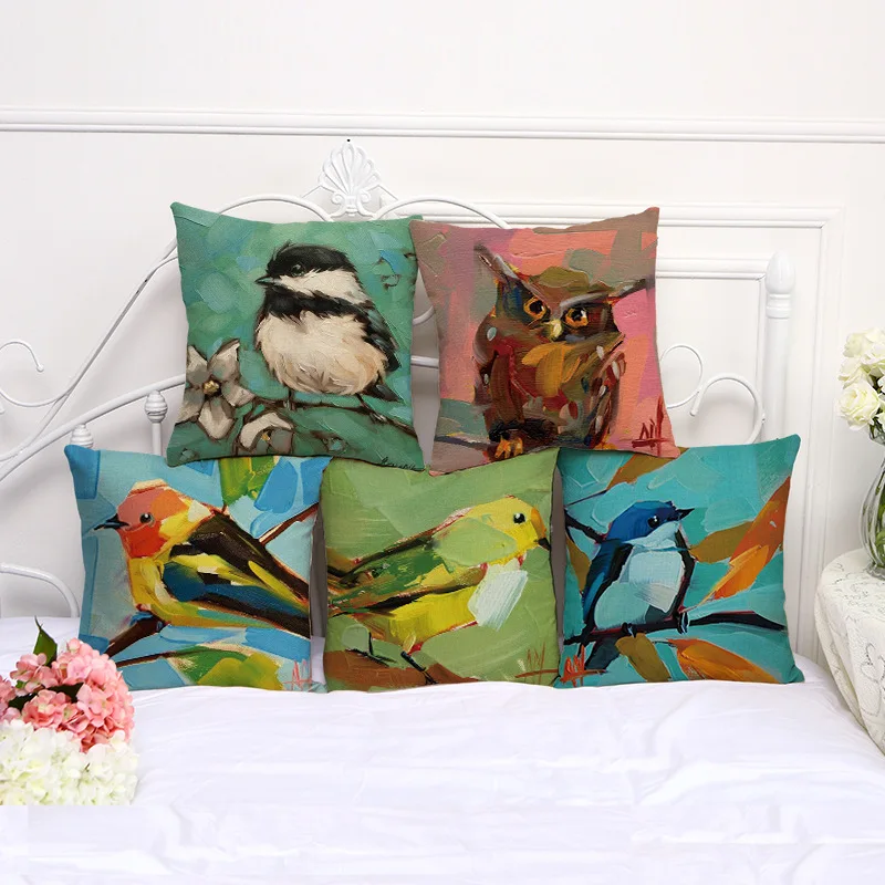 Декоративная Подушка Чехол картина маслом наволочка с рисунками птиц чехол 17 5