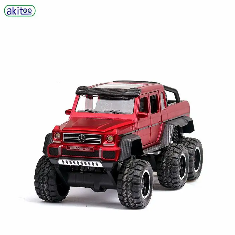 Akitoo Mercedes-Benz g63 Взрывная Модель автомобиля Моделирование звук и светильник вытяните назад автомобиль 6 открытая дверная игрушка автомобиль#2419 - Цвет: Красный
