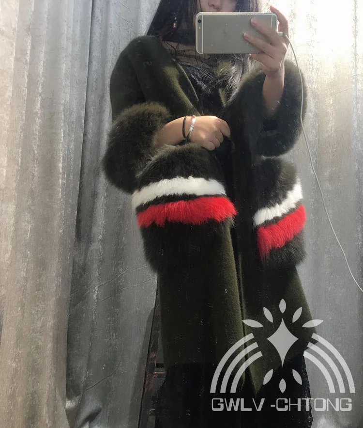 Новинка Женский вязаный кашемировый свитер из норки с большим многоцветным