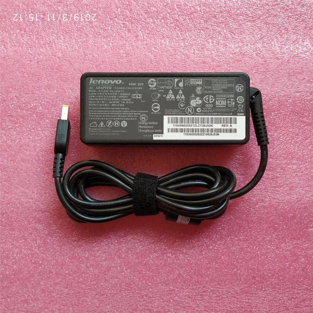 65 Вт 20В 3.25A ноутбук Мощность AC адаптер для lenovo ThinkPad E431 E440 E450 E460 E470 E550 E560 E570 T440 T450 T460