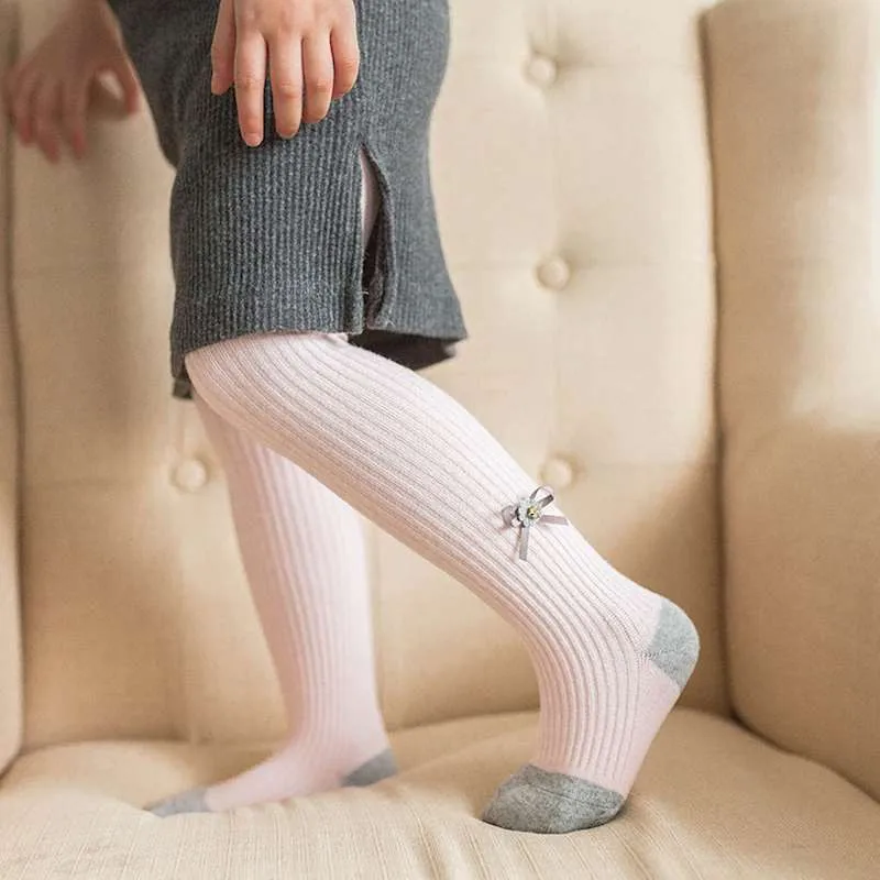 Хлопковые колготки для девочек малышей на весну и осень маленьких милые детские