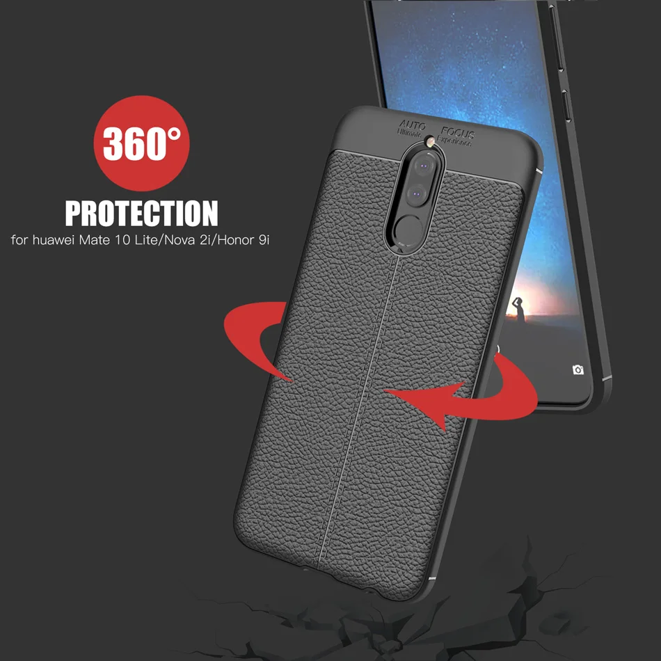 Роскошный чехол KOLPLER из ТПУ для Huawei Mate 10 Lite кожаный с текстурой силиконовая задняя