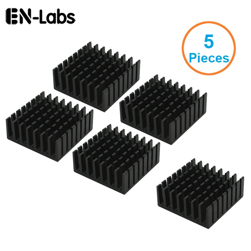 En Labs 5 шт./лот черный алюминиевый теплоотвод 25x25x10 мм электронный Охлаждающий