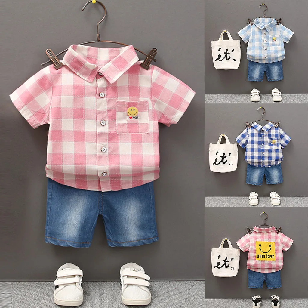 Комплект одежды для маленьких мальчиков и девочек с короткими рукавами