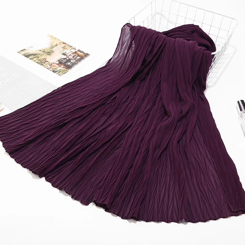 15 dark purple Малайзия Жемчуг шифон складной шарф мода лист измельченный монохромный Шелковый хиджаб мусульманский тюрбан платок - Цвет: 15 dark purple