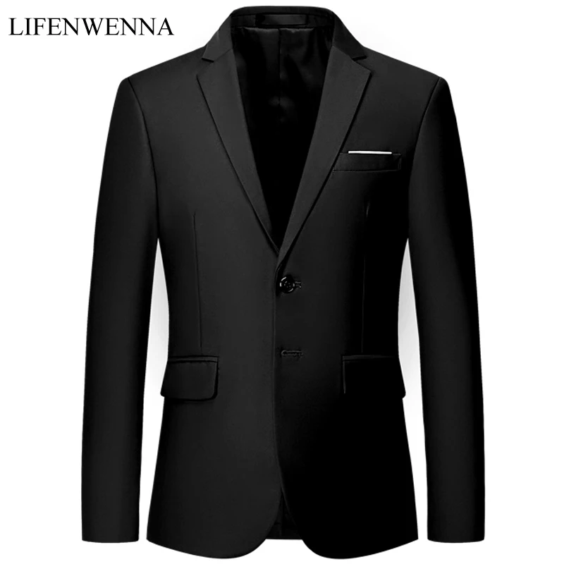 Slim Fit Для мужчин s повседневная куртка одноцветное две кнопки блейзер Для мужчин Классические Цвет Для мужчин s костюм куртки Бизнес пальто Для мужчин M-6XL