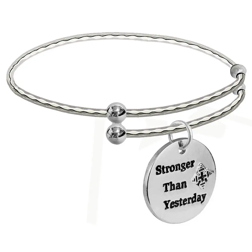 Stronger than silver Вдохновляющие цитаты очаровательные браслеты золото регулируемый браслет на заказ для женщин сильная женщина расширяемый фитнес тренажерный зал ювелирные изделия - Окраска металла: Stronger than silver