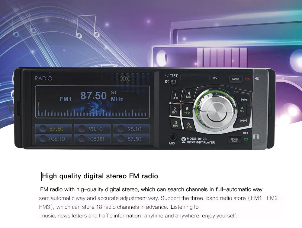 LTB FM 4,1 дюймов 1 Din MP3 плейер автомобиля автомагнитола аудио стерео 4012B USB SD AUX FM Bluetooth магнитола станции заднего вида камера Дистанционное управление