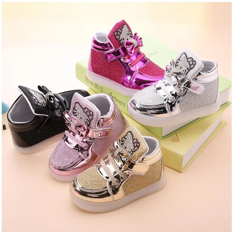 Девушки KT Обувь Детская Мода Привела Дети Света светящиеся Кроссовки Маленькие