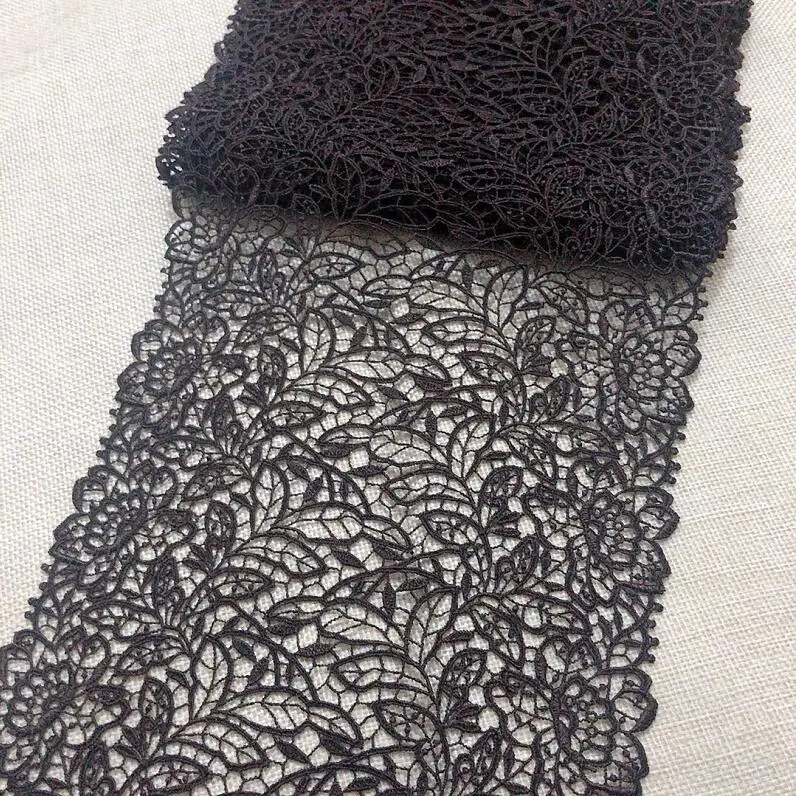 black brown 1 метр высокое качество красивая черная хаки кружевная Лента кружевная отделка DIY для шитья украшения африканская кружевная ткань - Цвет: black brown