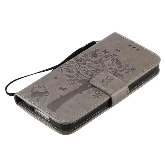 Разноцветная Pattern Серый Тиснение Слот Для Карты Бумажник PU Кожа Стенд Флип Дело