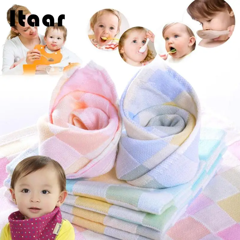 Случайный детские нагрудники из мягкого хлопка клетчатое полотенце кормления